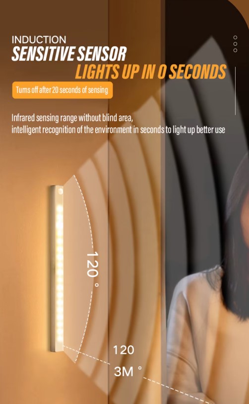 Set 3 x Lampa LED multifuntionala cu senzor de miscare - 20 cm