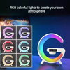 Lampa Smart LED culori RGB, boxa Bluetooth, Aux, incarcare Wireless, ceas cu alarma
