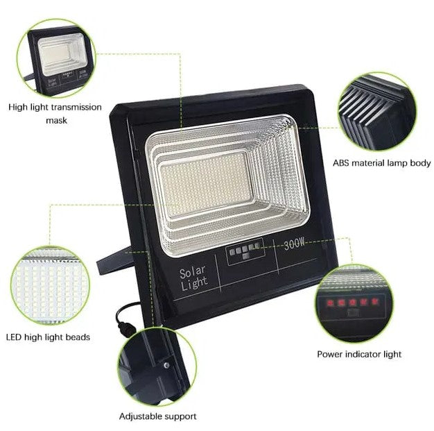 Proiector JORTAN LED 100W cu panou solar si telecomanda, IP66