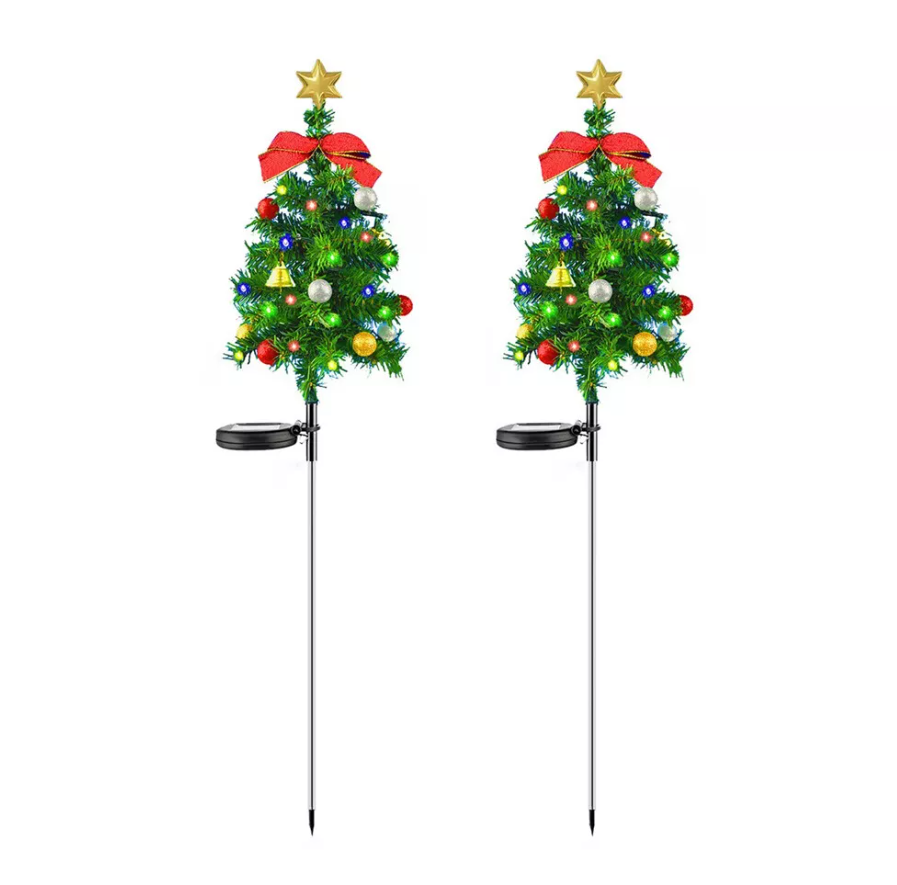 Set 2 / 4 Lampa solara LED de Craciun, brad impodobit 68 cm