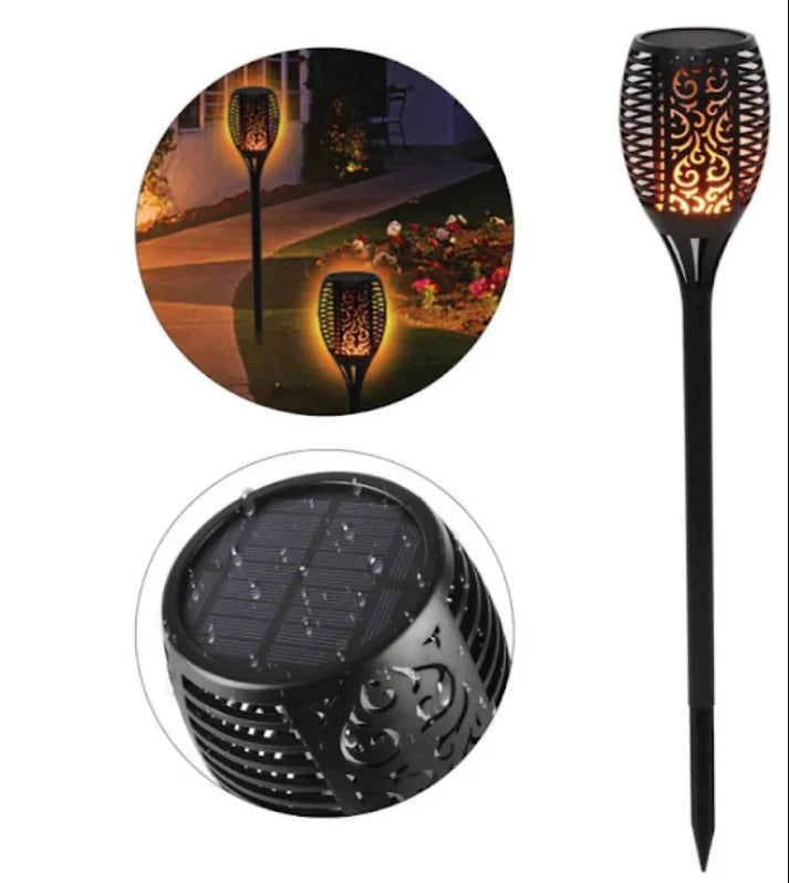 Set lampi solare tip torta cu efect flacara